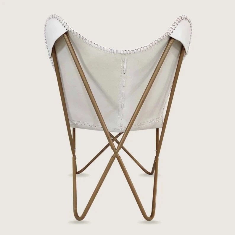 Bílé kožené křeslo motýl Kožené akcentní křeslo obývací pokoj Nábytek