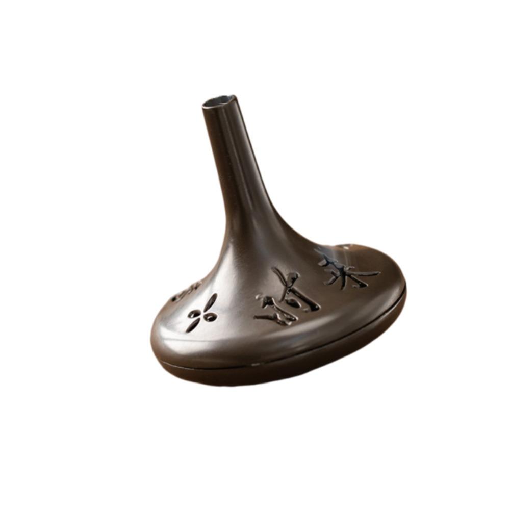 Chinese-style Retro Conical Gyroscope Incense Burner Zinc Alloy Openwork Calligraphy Censer Mini Removable