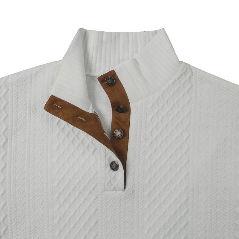 2023 Men's European Fit Stand Collar Long Sleeve Jacquard Knit Pullover Sweater