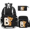 3Pcs/set Cute Little Bear 26 English Letters Bookbag Back To School Backpack Child Gift with Pencil Case Shoulder Bag Backpack