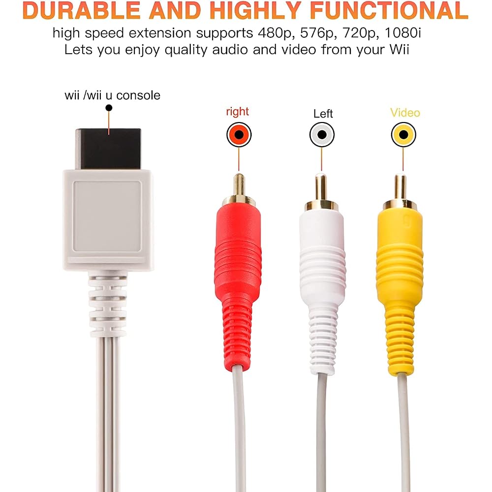Wii/Wii U AV Cable AV Conversion Cable AV Composite Cable RCA Conversion Adapter Component Termin...