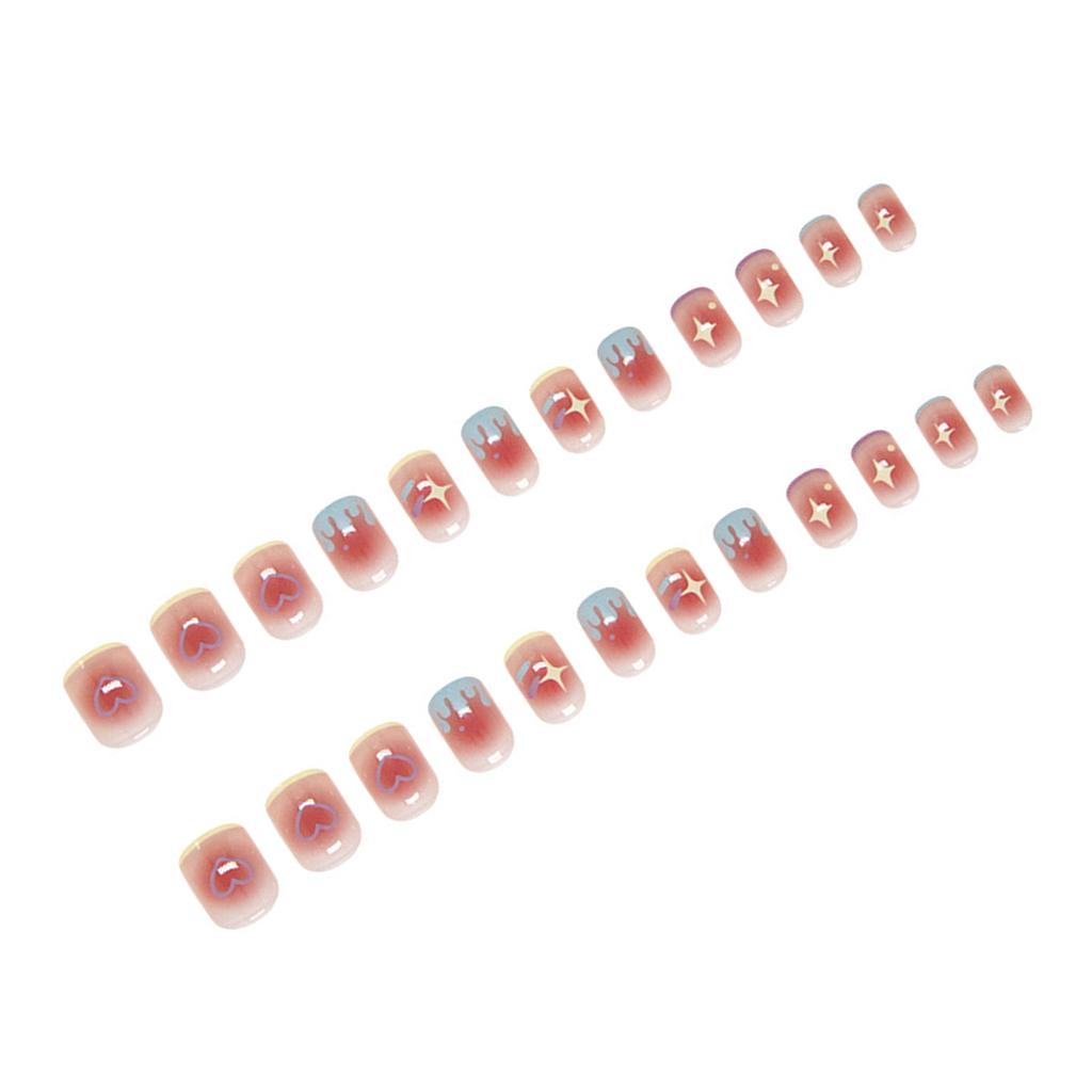 24PCS Blush Smudging Square Press On Nails Charming Comfortable To Wear Manicure Nails for Stage Performance Wear