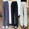 Women's Tie-Dye Ice Silk Wide-Leg Pants: High-Waisted, Drawstring, Casual Floor-Length for Spring/Summer.