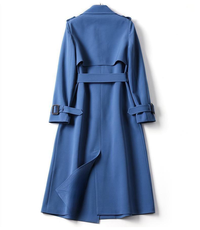 2024 Slim Classic Over-the-Knee Trench Coat for Women - Mid-Length Korean Style, Loose Fit, Petite Trendy Overcoat