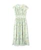 Jill by Jill Stuart Casual Slit Neck Pleated Green Women's Dress, Dress,