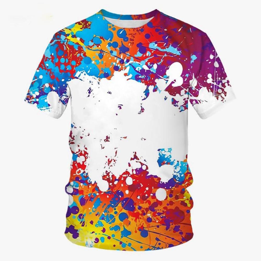 Sommer Batik T-Shirts Graffiti Farbe 3D Druck Kinderkleidung Kurzarm Mädchenkleidung Harajuku Kinder T-Shirt Jungen Oberteile