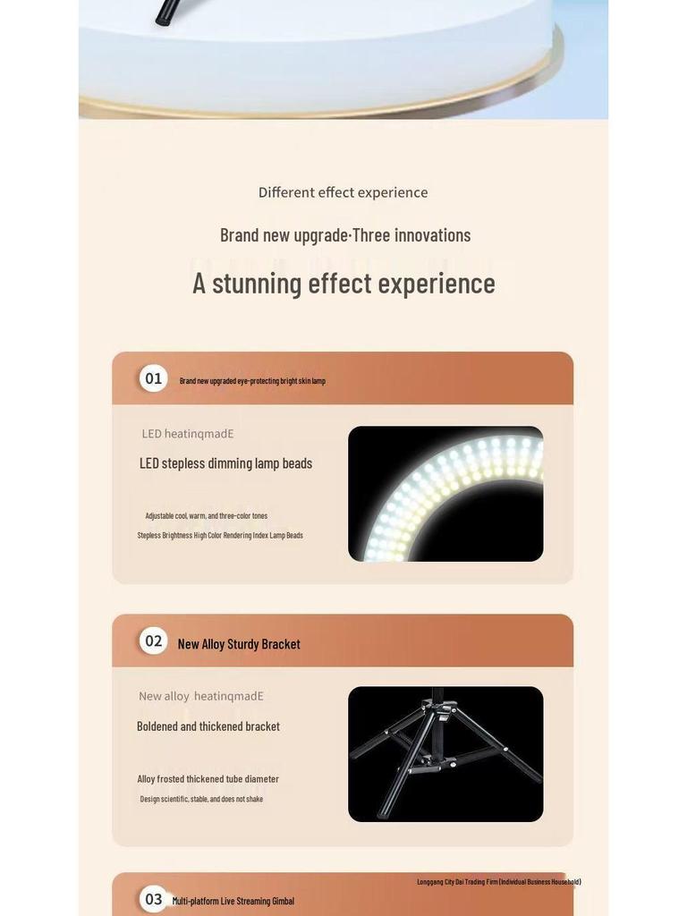 2025 Selfie-Stick-Stativ mit integriertem Fülllicht für mobile Live-Übertragungen