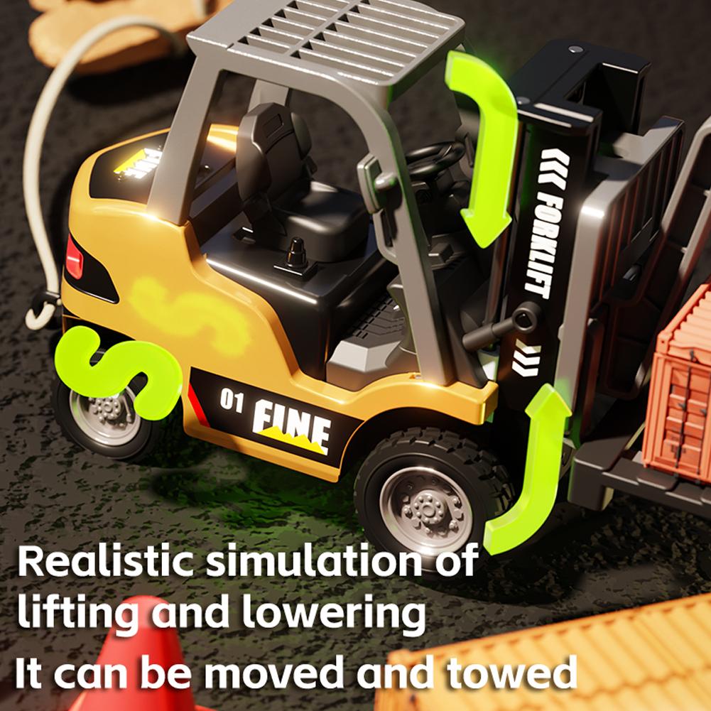 Super Mini Rc Car Forklift 1:64 Desktop Mini Alloy Bluetooth Remote Control Engineering Vehicle Sound Emulation Children'S Toys