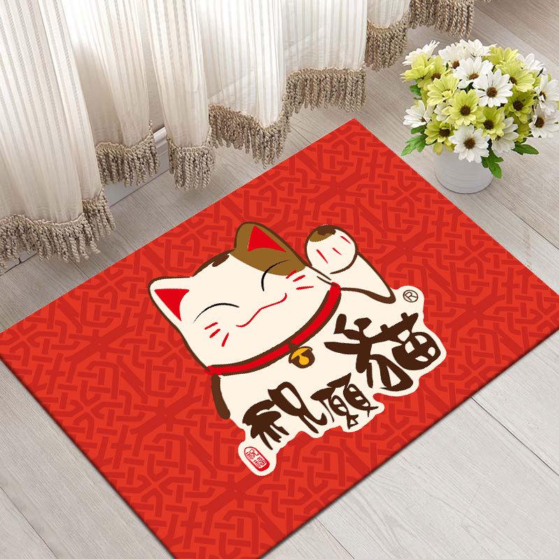 Lucky Cat Anti-Slip Floor Mats for Entrance, Bathroom, and Bedroom