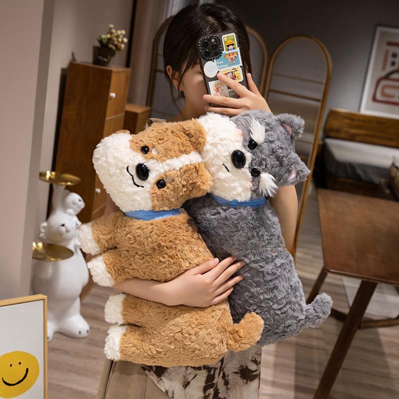 50CM Cane Peluche Bambola Ripieno Morbido Cucciolo Sdraiato Giocattolo Animali Carini Cuscino Divano 3 Colori Cuscino per Dormire Regalo di Compleanno Bambino