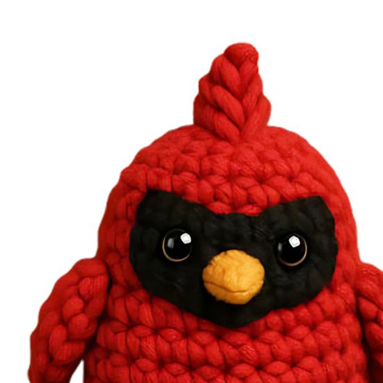 Yousheng Crochet Red Bird Emotional Support Ornament with Inspirational Card Pocket-Sized Hug Companion Positive Bird Gift for Women Loved Ones