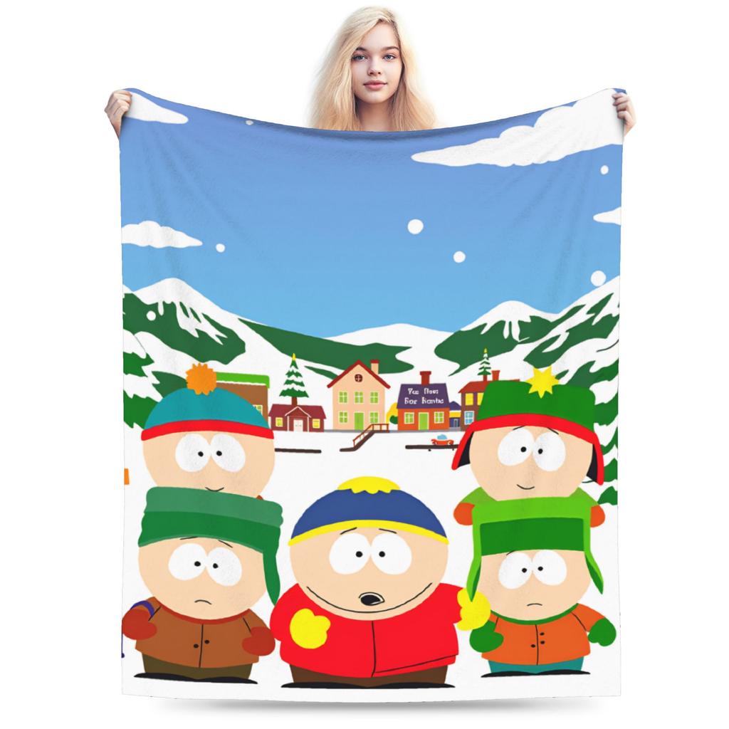 Soft Warm Blanket Southes Cartoon Parks Boy Girl Plush Throw Blanket Street Trend Couch Bed Flannel Bedspread Sofa Bed Cover