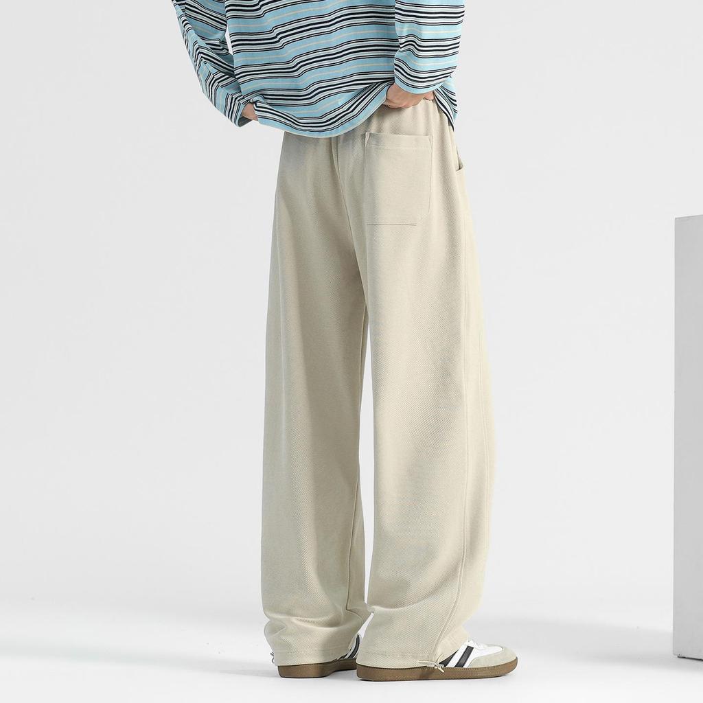 Men's Korean Relaxed Wide-Leg Velvet Sweatpants for Autumn and Winter