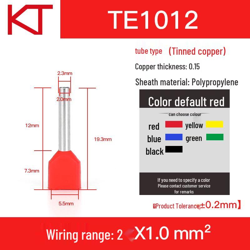 KST TE1008/1010/1012 Purple Copper Two-Wire Pre-insulated Cold Crimp Terminal Lug