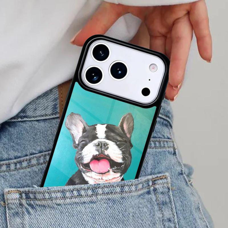 Cartoon French Bulldog Soft Phone Case for iPhone 16e 15 14 13 12 17 Pro Max Plus Air 17pro Cover Coque