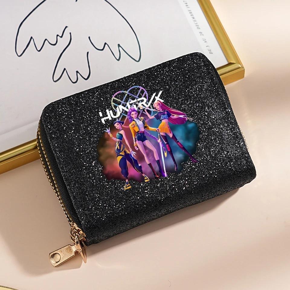 Kpop Dämonenjäger Geldbörse Damen Pailletten Glitzernde Münzbörse Modische Kleine Clutch Kartenhalter für Damen