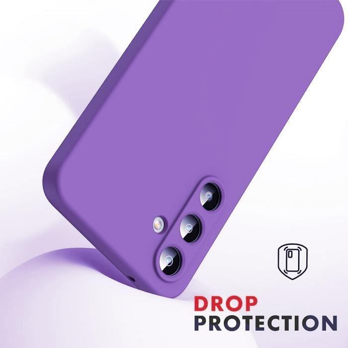 Coque + 2 Verres Trempés Silicone pour Samsung Galaxy S24 FE (pas pour S24) - Protection Slim Antichoc Anti-Rayures - Violet