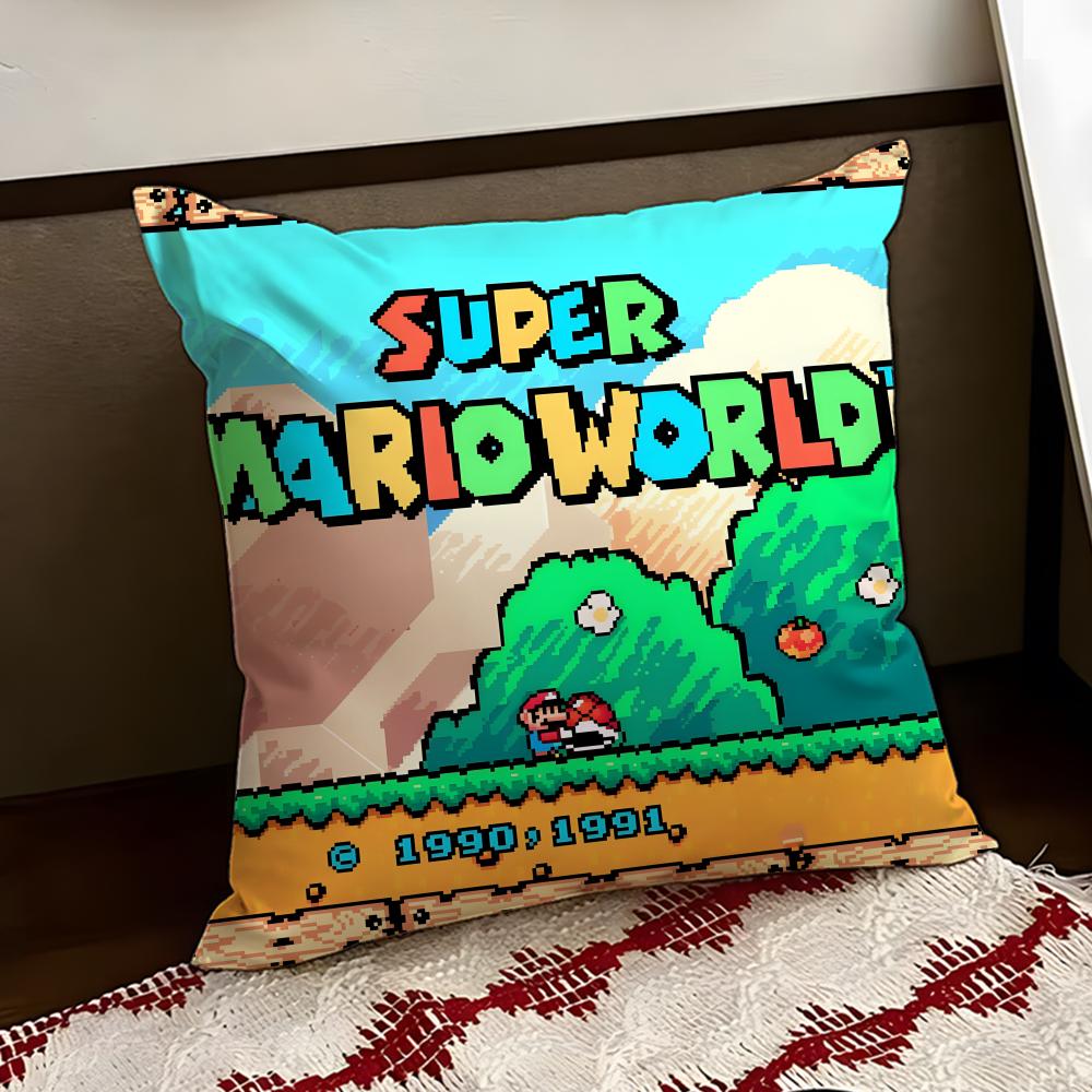 SSuper Cute Style MMarioS Cushion Cover Reversible Soft Durable Pillow Cover Home  Car MultiScene Use for Daily Comfort