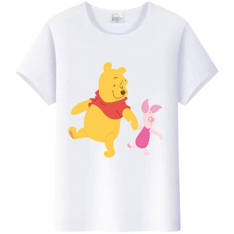 Y2K Tshirt Kawaii Clothes Tops Unisex Cartoon Winnie The Pooh Tigger Graphic T-shirt Summer Blouses White Tees