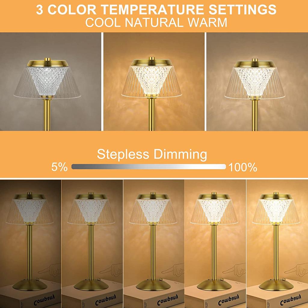 New Elegant and Beautiful Rechargeable LED Crystal Table Lamp with Dimming Function - Sophisticated Wireless Night Light for Hot