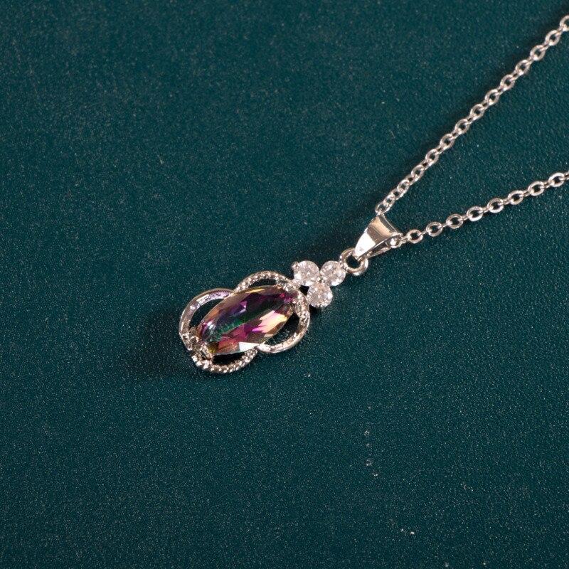 BELLA BOX Luxusní dámský náhrdelník k výročí svatby, vícebarevný zirkon, stříbrná barva řetízku, krása krku, narozeniny, trendy šperky