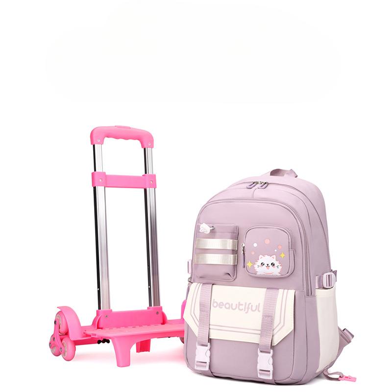 New Style Trolley Schoolbag for Primary School Students  Boys  Girls  Children  Middle School Students Can Climb Stairs with Large Capacity