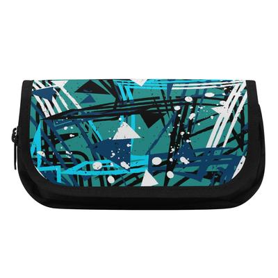 Pencil Bag Multi Compartment Double Zipper 300D Polyester with Two Compartments for Pens Ruler Scissors Students for Boys Girls