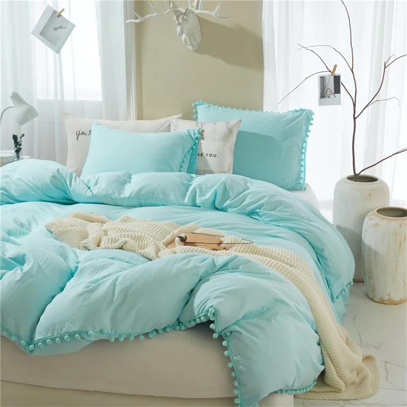American Size Furball Tassel Duvet Cover Set Luxury King Queen Size Bedding Set Twin Full Quilt Covers Juego De Ropa De Cama
