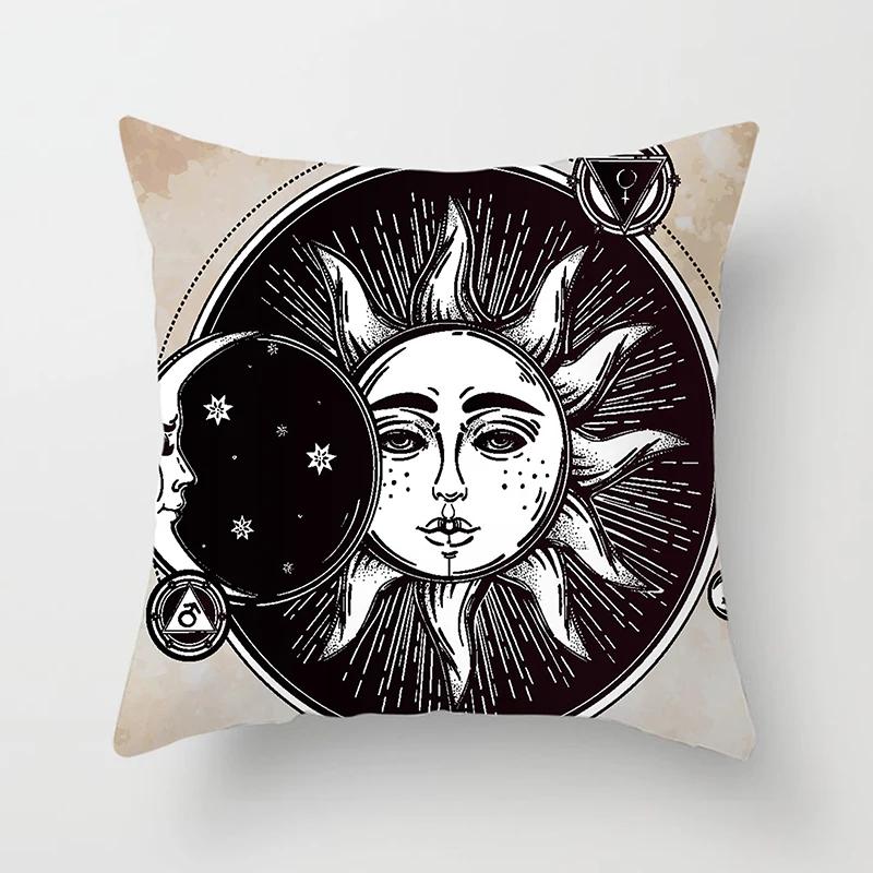 Home Decor Sun & Moon Themed Cosmic Throw Pillow Covers Pattern Cushion Cover Suitable For Sofa Bedroom Car Pillow Cover