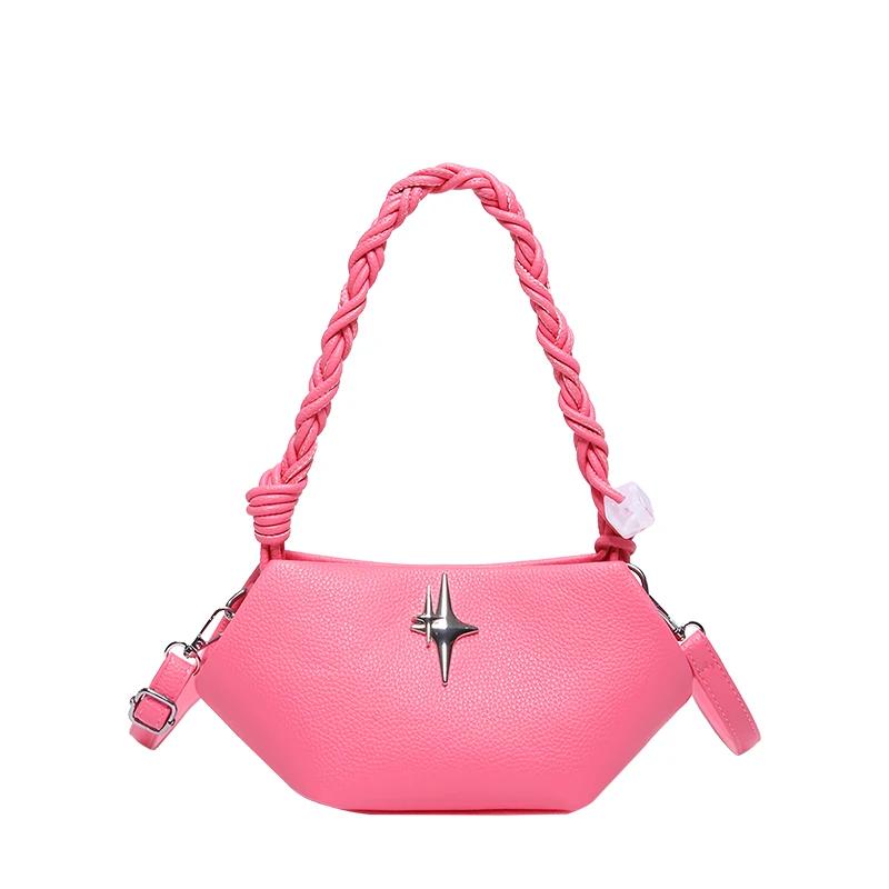 Large Capacity Shoulder Bag for Women Fashion Solid PU Bag Delicate Handle
