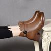 Martin boots women's boots metal buckle round head thick heel short boots women's leather boots casual first layer cowhide cotton boots