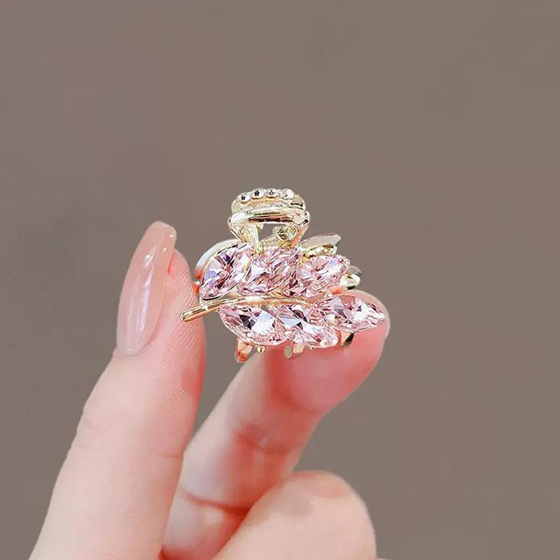 Mini Crab Metal Hair Clips Small Hair Accessories For Women Girl Pink Flower Bow Hair Pin Side Bangs Clip