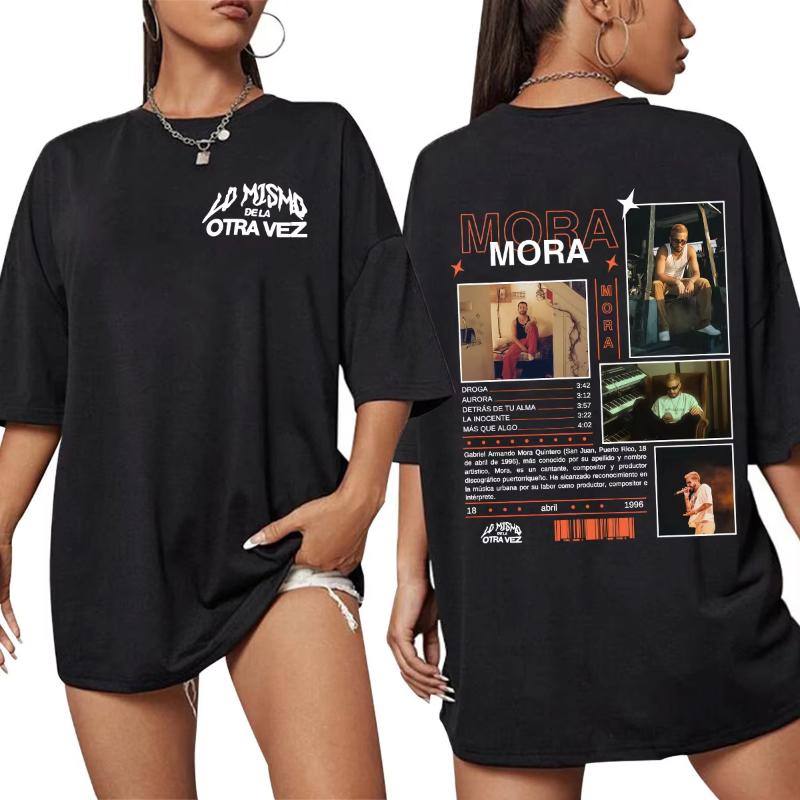 Rapper Mora Lo Mismo De La Otra Vez T Shirts Mens Clothing Hip Hop Fashion Short Sleeve T-Shirts Casual Cotton Oversized T-shirt