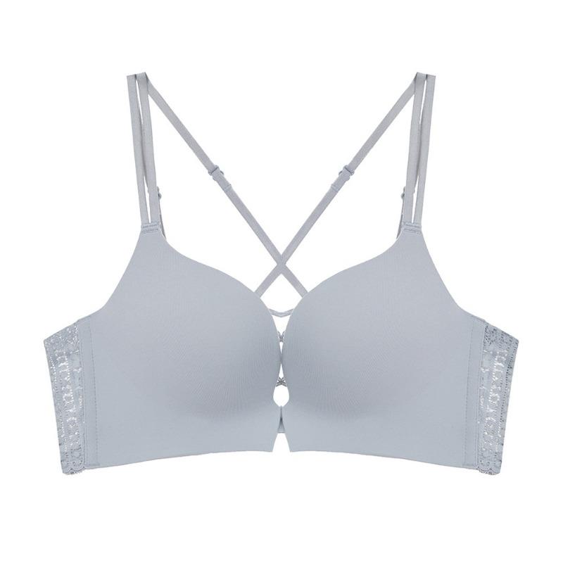 Spring and Summer New Front Buckle Bra Gathered Lace Back Underwear Non-marking Comfortable Bra