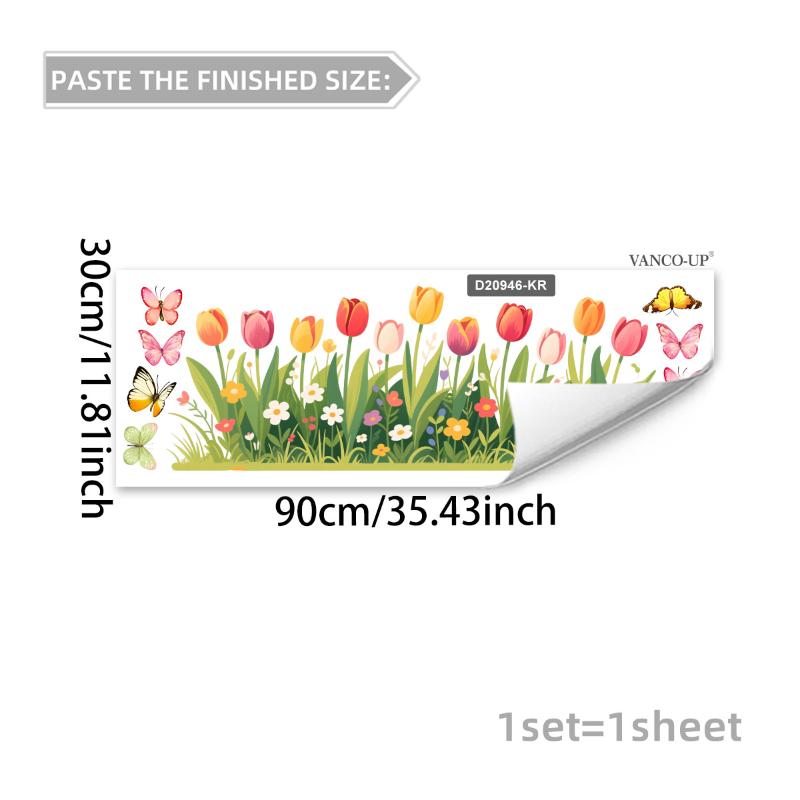 3D Tulip Flower Window Stickers Static Cling Waterproof Floral Decal Windows Decor For Home Bedroom Bathroom Glass Decoration