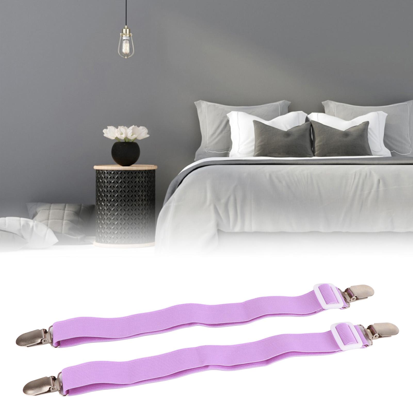 

2Pcs Multipurpose Bed Sheet Clip Straps Gripper Non Slip Fasteners Mattress Holder (Purple)