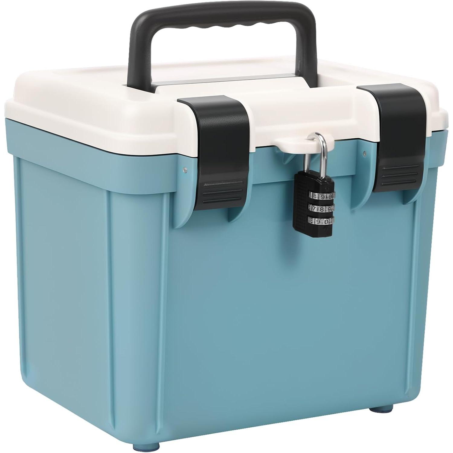 Lockable Storage Box, Small Combination Safe Box with Combination Lock and Handle Medication Lockable Container Portable Locked Storage синий