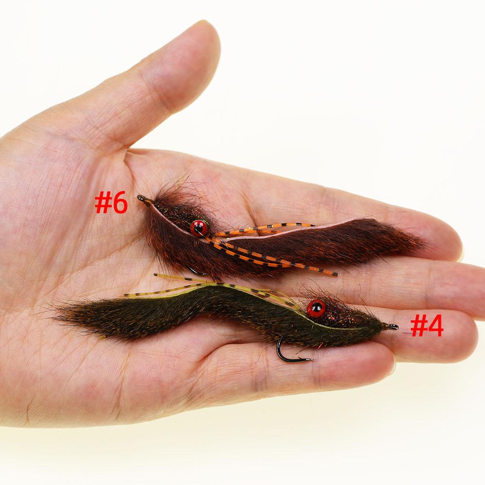 2pcs Fishing Streamer Fly for Trout Bass - Bottom Search Loach Lure with Dumbbell Eyes, Squirrel Tail,for Freshwater Saltwater