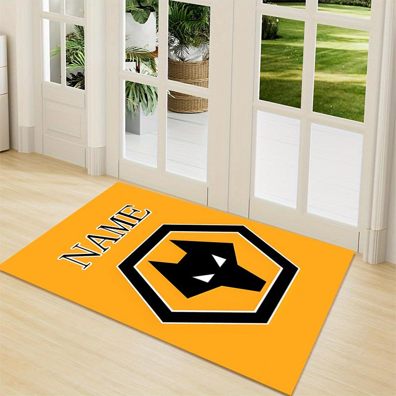 Custom Name Wolves Crest Badge Carpet Rug Customizable Soft Washable Anti-Slip Home Living Room Sofa Mats Personalized Rug. 0909201