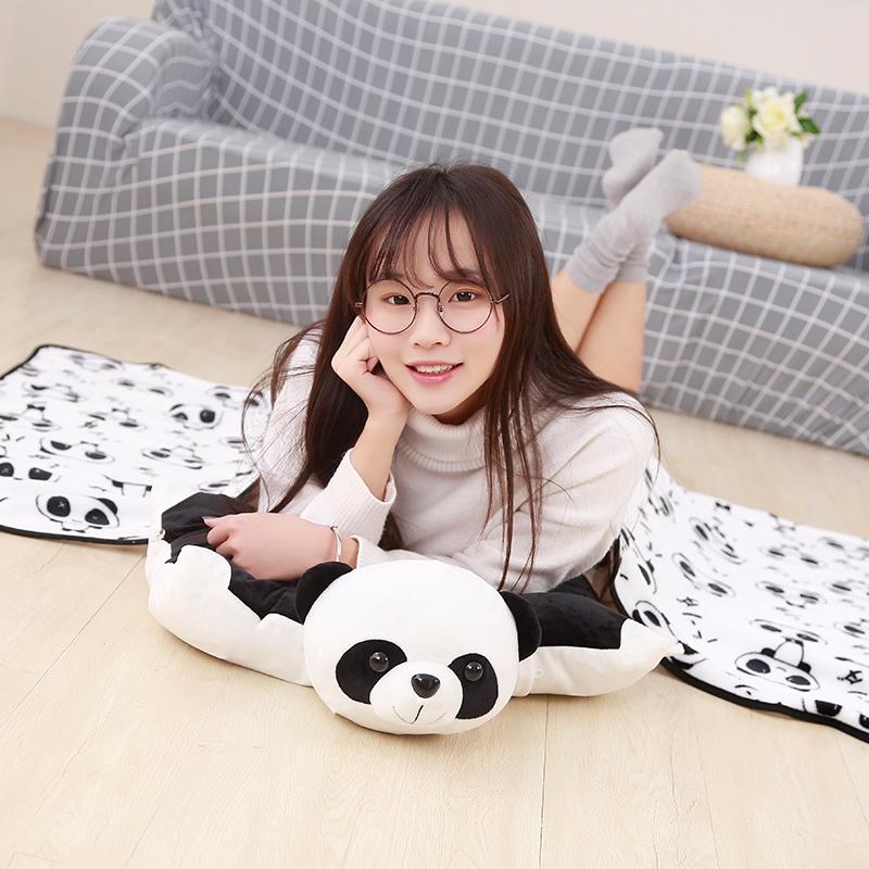45cm Stuffed Cute Husky Dog And Panda Plush Pillow And Blanket Soft Kawaii Animal Plush Toy Creative