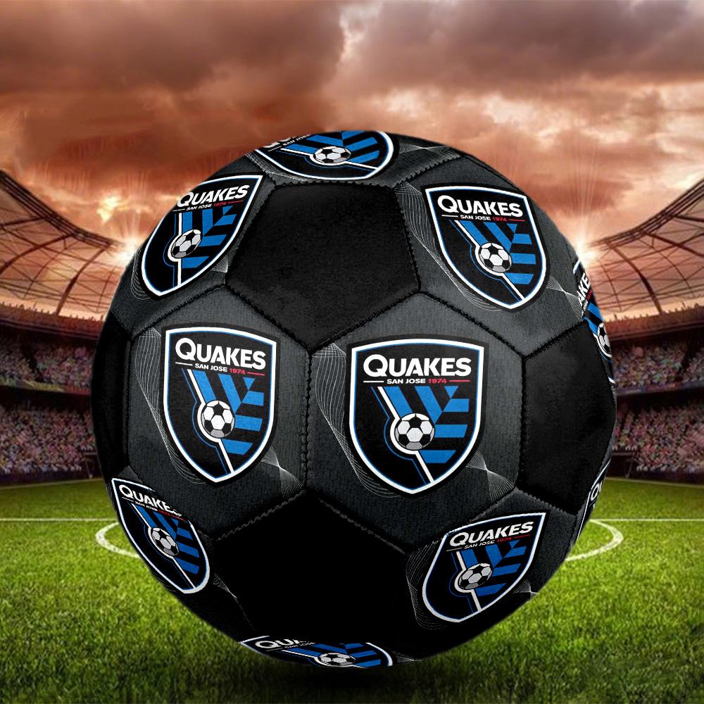 San Jose Earthquakes Indoor Soccer Ball Colorful All Ages Size 5 Machine Stitched PVC Competition Ready Durable High-Bounce