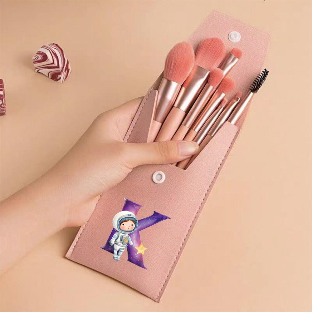 Premium Makeup Brushes Kit 8 Pieces Portable Blush Concealer Eyeshadow Brushes Synthetic Bristles Astronaut Letter Pattern