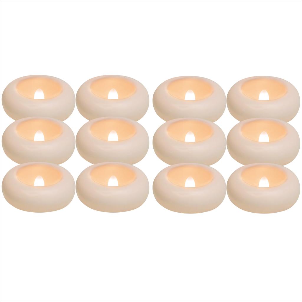 12/24 Pack Waterproof Flameless Floating Tealights Candle Electric Flickering LED Candles For Wedding Party Pool&SPA Home Decor