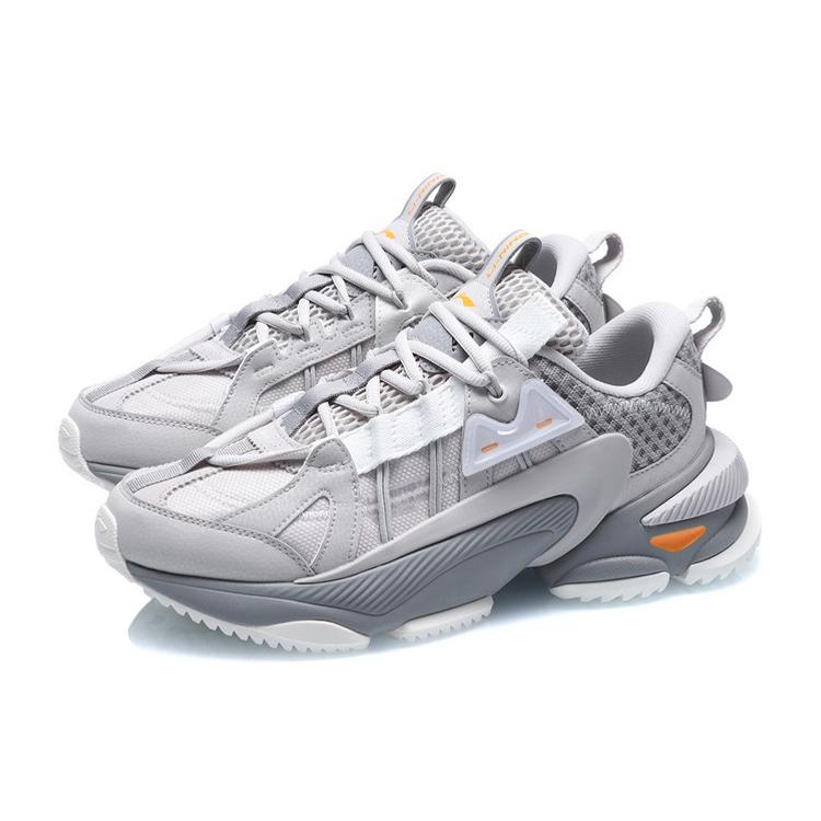 New LiNing Nebula M1 Cushioning Anti Slip Wear Resistant Breathability Low Top Sports Casual Shoes Men's Gray White AGCQ201-4
