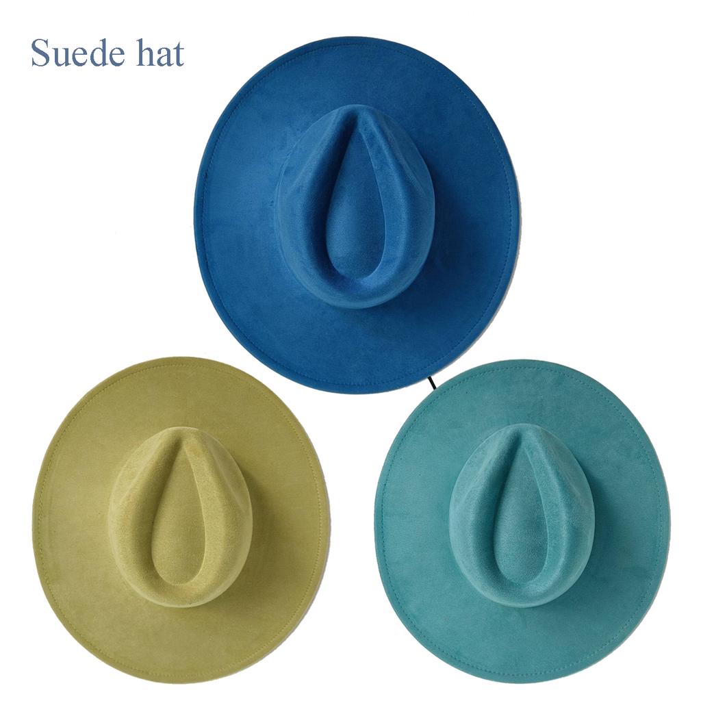For Burning Vegan Suede Fedora Rancher Hats Blank Hats Multicolor Heart Shaped Top 9.5Cm Brim Unisex Jazz Hat Church Hat