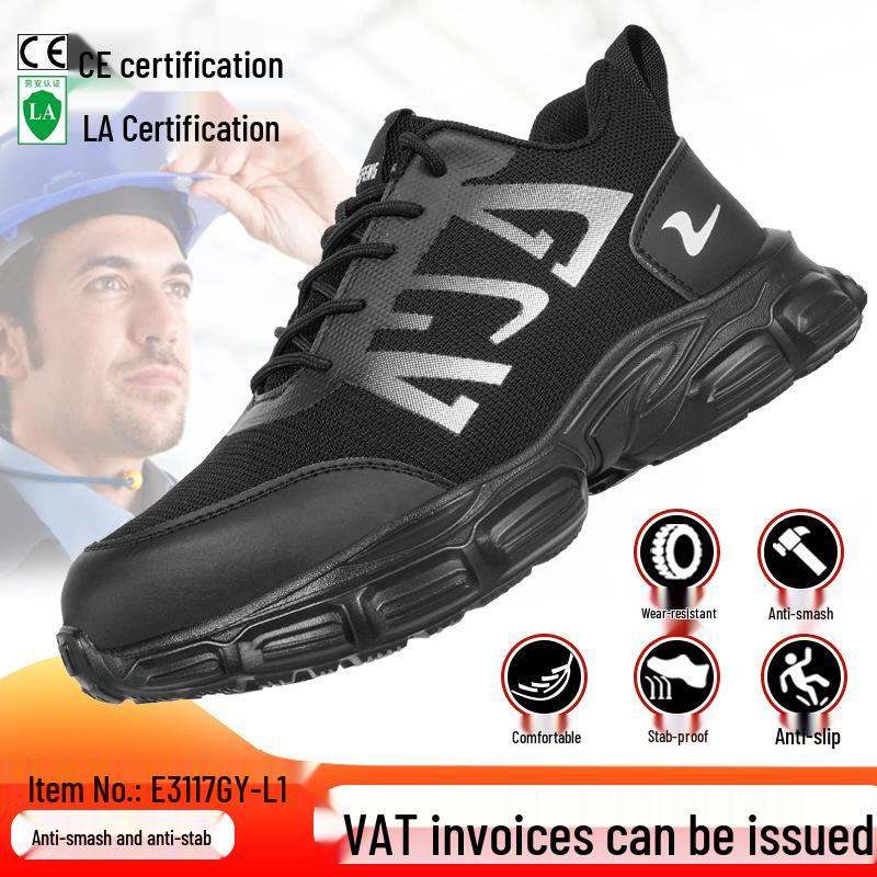 Přeshraniční otočné knoflíkové lehké bezpečnostní boty - Prodyšné pracovní boty bez šňůrek pro muže a ženy