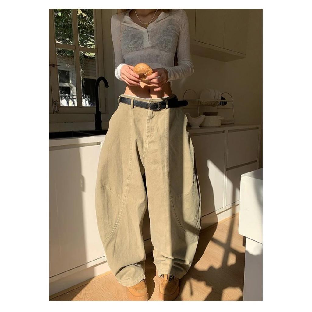 VIONA Y2K Vintage Waschung Damen Cargohosen Harajuku Säbel Weites Bein Amerikanische Retro Jeans Baggy Hosen Gyaru Streetwear