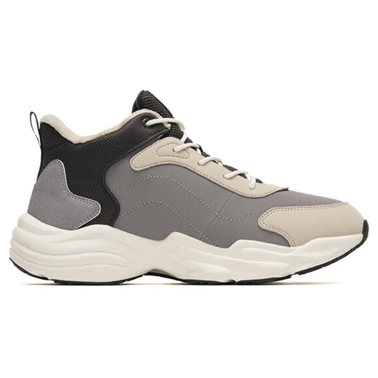 Anta Windproof Thick Sole Cold Resistant Wear Resistant Warm Low Top Casual Shoes Men Sneaker Sandstorm-Gray 912358984-2