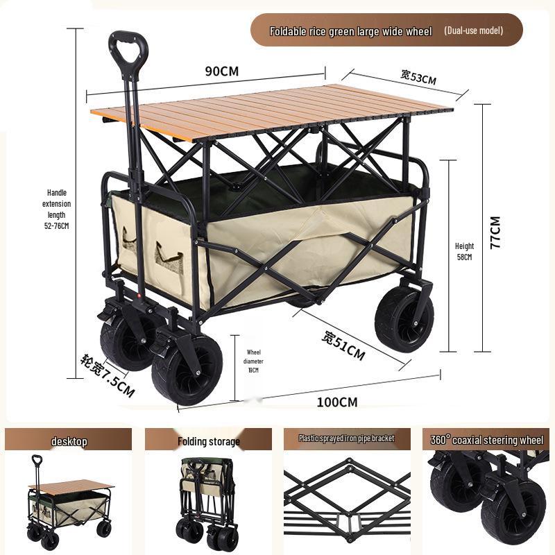 Portable Foldable Camping Trolley for Outdoor Picnics and Outings