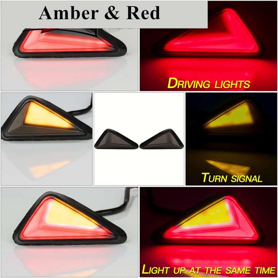 2pcs Motorcycle Triangle LED Turn SignalIndicator Light Braking Tail Light  Flush Mount For Yamaha Honda
